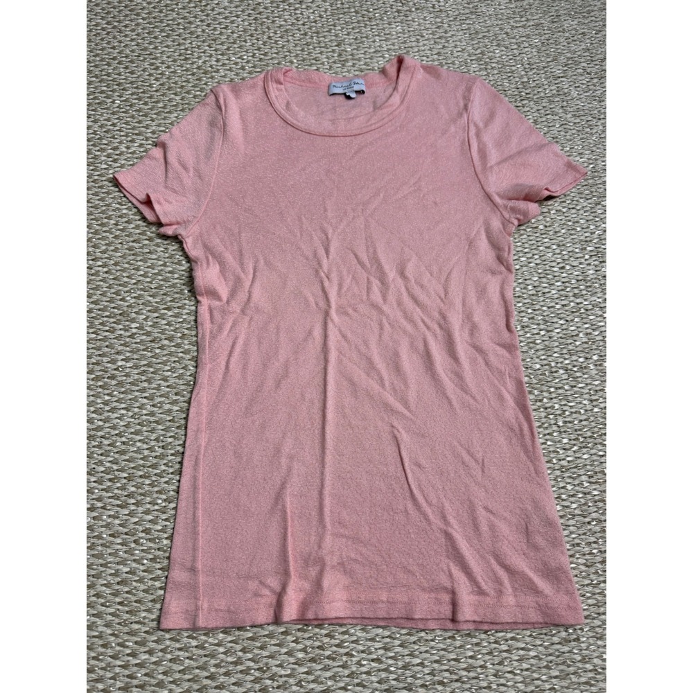 Michael Stars Pink Short Sleeve Crew Tee Top shine Anthropologie twee coquette